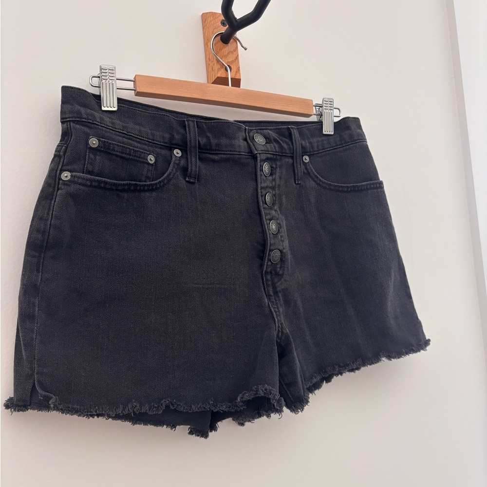 Madewell Black High-Rise Button-Fly Denim Shorts Size 30